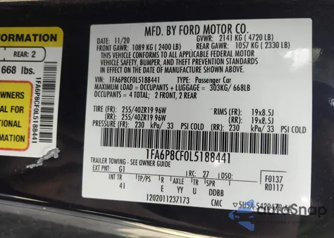 2020 Ford Mustang Gt Premium Fastback from USA, damaged, VIN 1FA6P8CF0L5188441